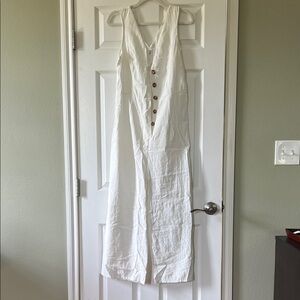 White Button-Down Jumpsuit